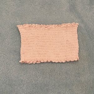 Light pink ruffled strapless top